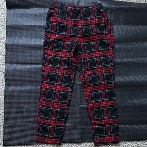 Zara Red and Black Plaid Pants